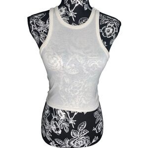Nwt Divided H&M Ribbed Cropped Tank Top White Racerback Minimalist XS